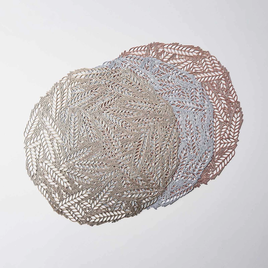 HIER_4720 6 Pack | Silver Metallic Vinyl Placemats, Non-Slip Table Mats With Wheat Design - Round 15" 13 HIER_4720 6 Pack | Silver Metallic Vinyl Placemats, Non-Slip Table Mats With Wheat Design - Round 15"