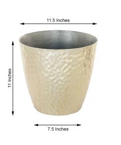 HIER_1733 Chargers & Centerpieces 11" Gold Modern Hammered Design Plant Pot, Indoor Flower Decor Planter 16 HIER_1733 Chargers & Centerpieces 11