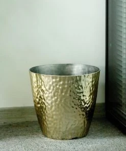HIER_1733 Chargers & Centerpieces 11" Gold Modern Hammered Design Plant Pot, Indoor Flower Decor Planter 24 HIER_1733 Chargers & Centerpieces 11