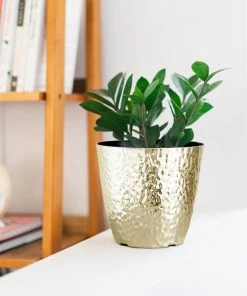 HIER_1733 Chargers & Centerpieces 11" Gold Modern Hammered Design Plant Pot, Indoor Flower Decor Planter 25 HIER_1733 Chargers & Centerpieces 11