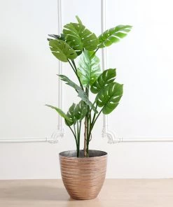 HIER_1733 Chargers & Centerpieces 12" Large Modern Metallic Rose Gold Finished Planter, Decorative Plant Pots Indoor/Garden For Flowers And Greenery
