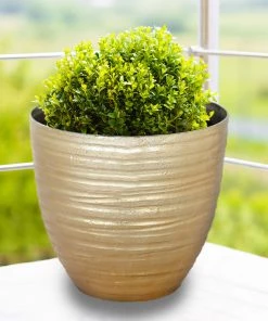 HIER_1733 Chargers & Centerpieces 12" Large Modern Metallic Gold Finished Planter, Decorative Plant Pots Indoor/Garden For Flowers And Greenery