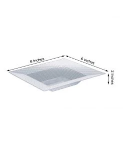 HIER_5420 10 Pack 5oz Clear Square Honeycomb Plastic Bowls, Disposable Bowl Disposable Dinnerware