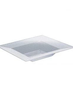 HIER_5420 10 Pack 5oz Clear Square Honeycomb Plastic Bowls, Disposable Bowl Disposable Dinnerware