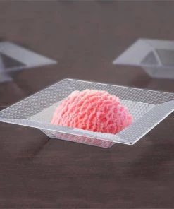 HIER_5420 10 Pack 12oz Clear Square Honeycomb Plastic Bowls, Disposable Bowl Disposable Dinnerware