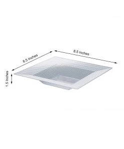 HIER_5420 10 Pack 12oz Clear Square Honeycomb Plastic Bowls, Disposable Bowl Disposable Dinnerware