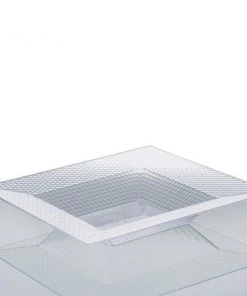 HIER_5420 10 Pack 12oz Clear Square Honeycomb Plastic Bowls, Disposable Bowl Disposable Dinnerware
