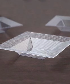 HIER_5420 10 Pack 12oz Clear Square Honeycomb Plastic Bowls, Disposable Bowl Disposable Dinnerware