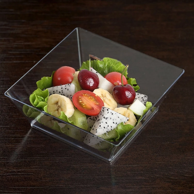 HIER_5420 Disposable Dinnerware 12 Pack 10oz Clear Modern Square Plastic Bowls, Disposable Bowls 6 HIER_5420 Disposable Dinnerware 12 Pack 10oz Clear Modern Square Plastic Bowls, Disposable Bowls