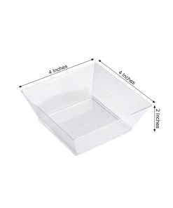 HIER_5420 Disposable Dinnerware 12 Pack 10oz Clear Modern Square Plastic Bowls, Disposable Bowls 10 HIER_5420 Disposable Dinnerware 12 Pack 10oz Clear Modern Square Plastic Bowls, Disposable Bowls