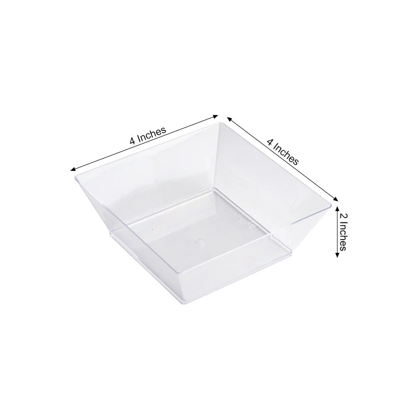 HIER_5420 Disposable Dinnerware 12 Pack 10oz Clear Modern Square Plastic Bowls, Disposable Bowls 3 HIER_5420 Disposable Dinnerware 12 Pack 10oz Clear Modern Square Plastic Bowls, Disposable Bowls