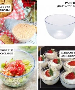 HIER_5420 12 Pack 4oz Clear Petite Plastic Bowls, Small Round Disposable Bowls 15 HIER_5420 12 Pack 4oz Clear Petite Plastic Bowls, Small Round Disposable Bowls