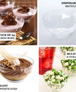 HIER_5420 24 Pack 2oz Clear Mini Plastic Dessert Bowls, Petite Round Disposable Bowls