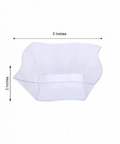 HIER_5420 12 Pack 16oz Clear Wave Design Square Plastic Bowls, Disposable Bowl With Wave Edges Disposable Dinnerware