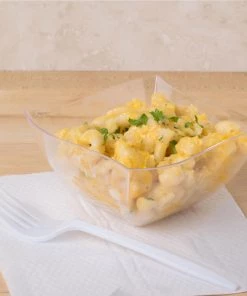 HIER_5420 12 Pack 16oz Clear Wave Design Square Plastic Bowls, Disposable Bowl With Wave Edges Disposable Dinnerware