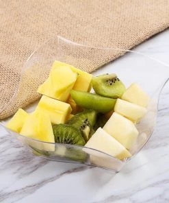 HIER_5420 12 Pack 16oz Clear Wave Design Square Plastic Bowls, Disposable Bowl With Wave Edges Disposable Dinnerware