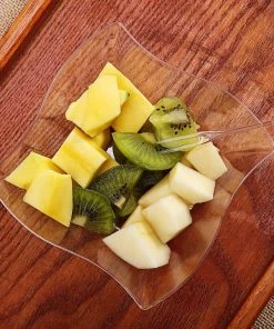 HIER_5420 12 Pack 16oz Clear Wave Design Square Plastic Bowls, Disposable Bowl With Wave Edges Disposable Dinnerware