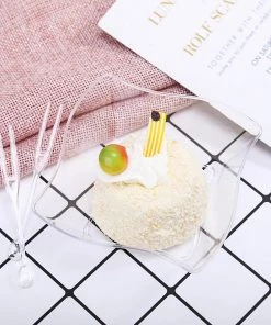 HIER_5420 12 Pack 6oz Clear Wave Design Square Plastic Bowls, Disposable Bowl With Wave Edges Disposable Dinnerware