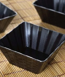 HIER_5420 12 Pack 7oz Modern Black Square Plastic Bowls, Disposable Mini Dessert Bowls Disposable Dinnerware