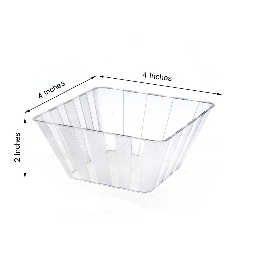 HIER_5420 12 Pack 7oz Modern Clear Square Plastic Bowls, Disposable Mini Dessert Bowls Disposable Dinnerware 3 HIER_5420 12 Pack 7oz Modern Clear Square Plastic Bowls, Disposable Mini Dessert Bowls Disposable Dinnerware