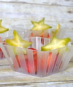 HIER_5420 12 Pack 7oz Modern Clear Square Plastic Bowls, Disposable Mini Dessert Bowls Disposable Dinnerware