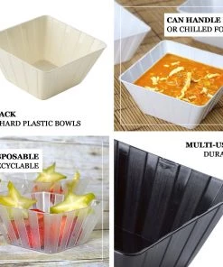 HIER_5420 12 Pack 7oz Modern Clear Square Plastic Bowls, Disposable Mini Dessert Bowls Disposable Dinnerware 9 HIER_5420 12 Pack 7oz Modern Clear Square Plastic Bowls, Disposable Mini Dessert Bowls Disposable Dinnerware