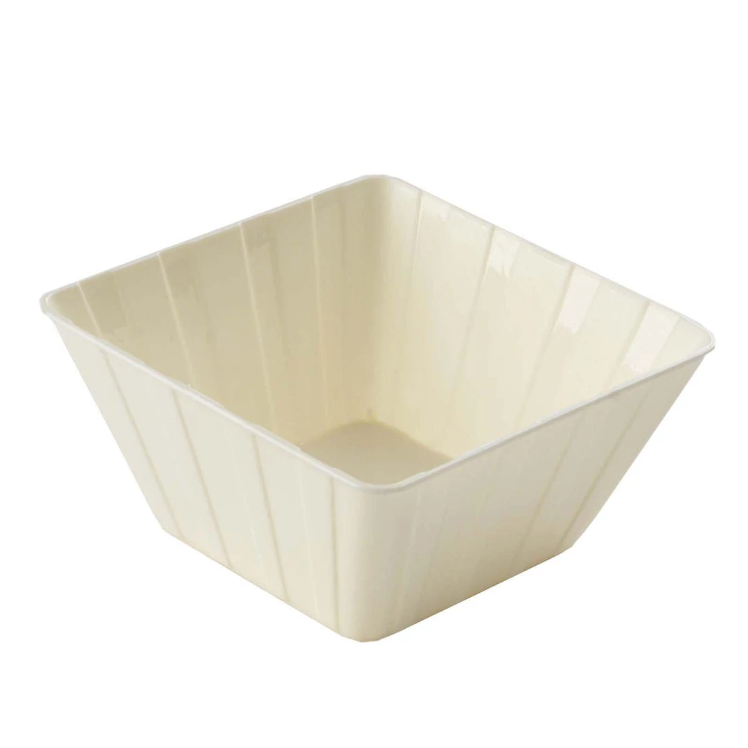 HIER_5420 12 Pack 7oz Modern Ivory Square Plastic Bowls, Disposable Mini Dessert Bowls Disposable Dinnerware 6 HIER_5420 12 Pack 7oz Modern Ivory Square Plastic Bowls, Disposable Mini Dessert Bowls Disposable Dinnerware
