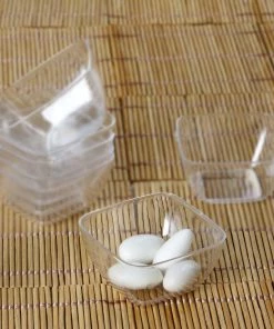 HIER_5420 18 Pack 2oz Clear Modern Mini Square Plastic Bowls, Disposable Desert Bowls Disposable Dinnerware 16 HIER_5420 18 Pack 2oz Clear Modern Mini Square Plastic Bowls, Disposable Desert Bowls Disposable Dinnerware
