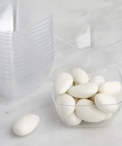 HIER_5420 18 Pack 2oz Clear Modern Mini Square Plastic Bowls, Disposable Desert Bowls Disposable Dinnerware