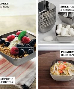 HIER_5420 18 Pack 2oz White Modern Mini Square Plastic Bowls, Disposable Desert Bowls Disposable Dinnerware 11 HIER_5420 18 Pack 2oz White Modern Mini Square Plastic Bowls, Disposable Desert Bowls Disposable Dinnerware