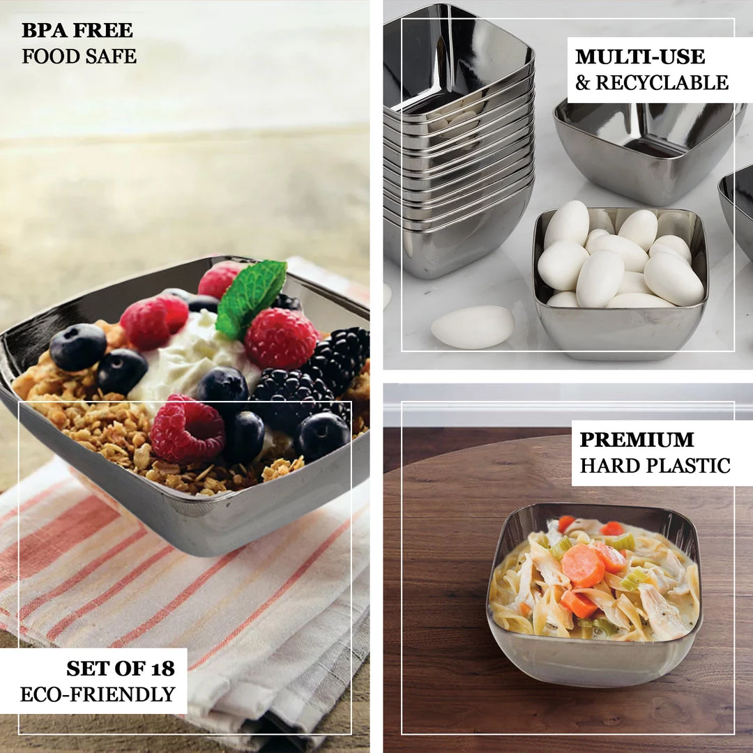 HIER_5420 18 Pack 2oz White Modern Mini Square Plastic Bowls, Disposable Desert Bowls Disposable Dinnerware 4 HIER_5420 18 Pack 2oz White Modern Mini Square Plastic Bowls, Disposable Desert Bowls Disposable Dinnerware