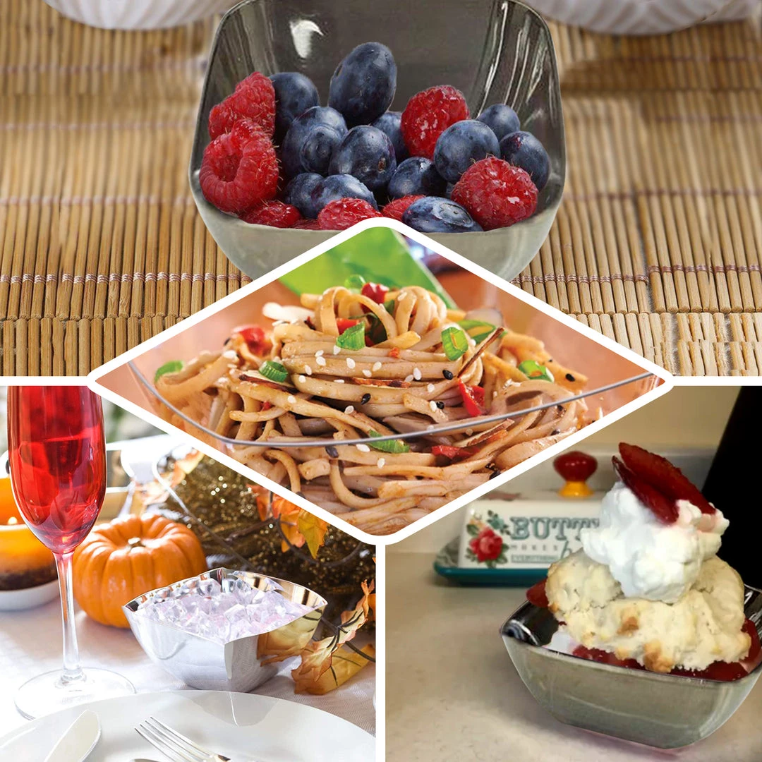 HIER_5420 18 Pack 2oz White Modern Mini Square Plastic Bowls, Disposable Desert Bowls Disposable Dinnerware 5 HIER_5420 18 Pack 2oz White Modern Mini Square Plastic Bowls, Disposable Desert Bowls Disposable Dinnerware