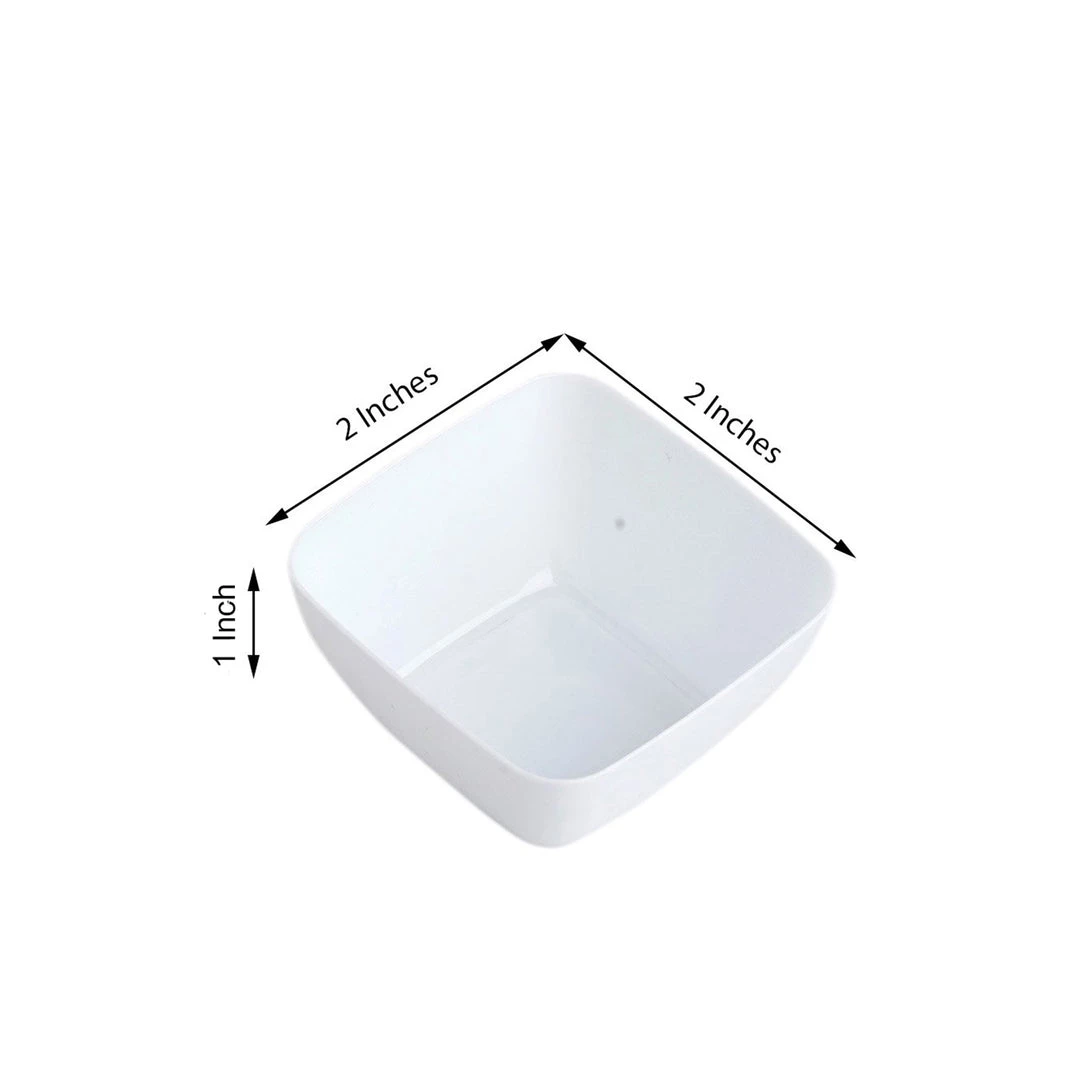 HIER_5420 18 Pack 2oz White Modern Mini Square Plastic Bowls, Disposable Desert Bowls Disposable Dinnerware 3 HIER_5420 18 Pack 2oz White Modern Mini Square Plastic Bowls, Disposable Desert Bowls Disposable Dinnerware