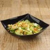 HIER_5420 4 Pack 128oz Black Large Square Plastic Salad Bowls, Disposable Serving Dishes