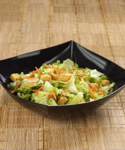 HIER_5420 4 Pack 128oz Black Large Square Plastic Salad Bowls, Disposable Serving Dishes