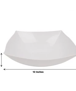 HIER_5420 Disposable Dinnerware 4 Pack 128oz White Large Square Plastic Salad Bowls, Disposable Serving Dishes 12 HIER_5420 Disposable Dinnerware 4 Pack 128oz White Large Square Plastic Salad Bowls, Disposable Serving Dishes