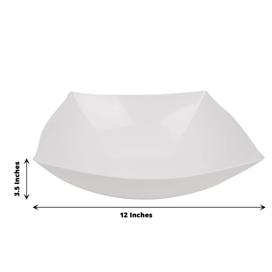 HIER_5420 Disposable Dinnerware 4 Pack 128oz White Large Square Plastic Salad Bowls, Disposable Serving Dishes 3 HIER_5420 Disposable Dinnerware 4 Pack 128oz White Large Square Plastic Salad Bowls, Disposable Serving Dishes