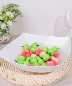 HIER_5420 Disposable Dinnerware 4 Pack 128oz White Large Square Plastic Salad Bowls, Disposable Serving Dishes 15 HIER_5420 Disposable Dinnerware 4 Pack 128oz White Large Square Plastic Salad Bowls, Disposable Serving Dishes