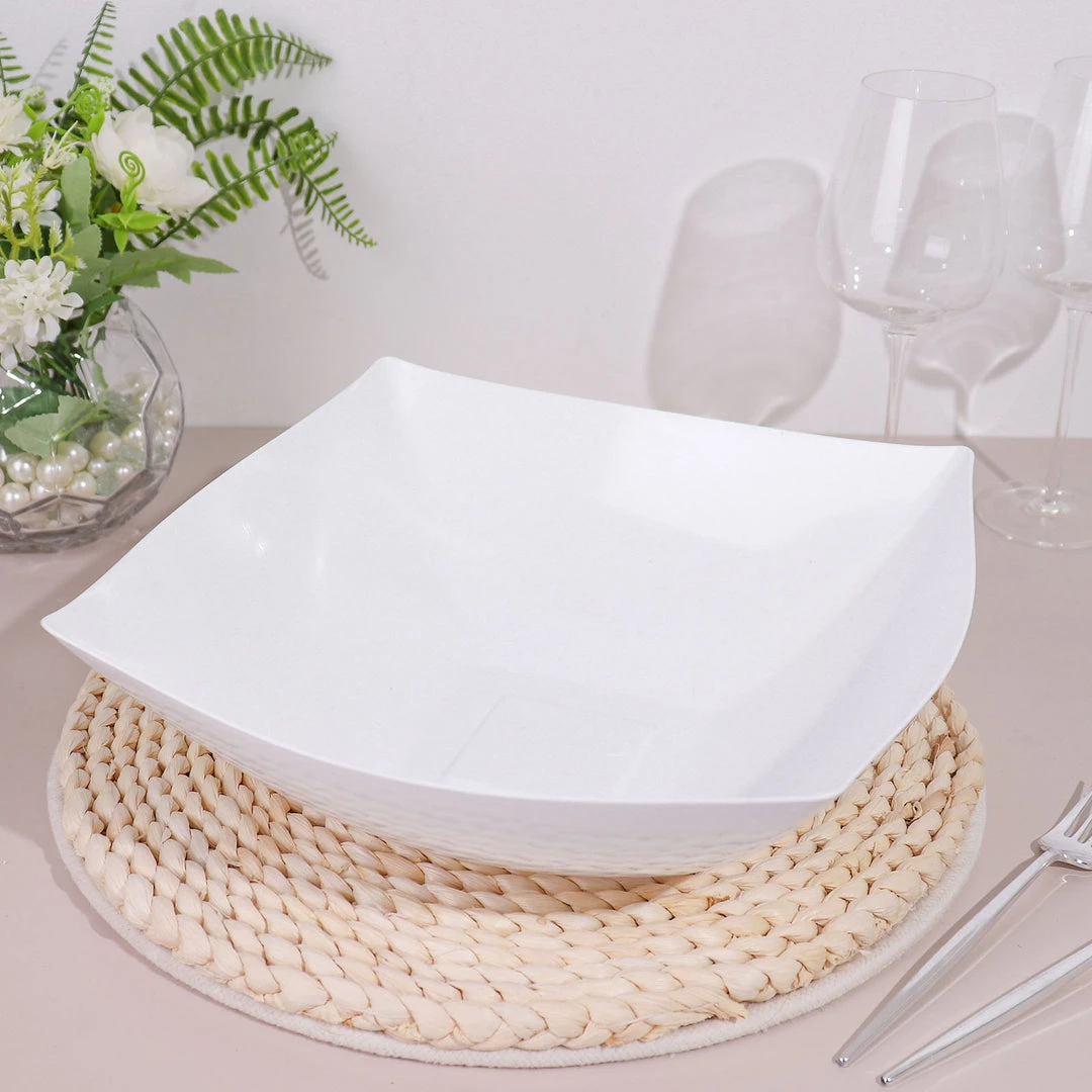 HIER_5420 Disposable Dinnerware 4 Pack 128oz White Large Square Plastic Salad Bowls, Disposable Serving Dishes 7 HIER_5420 Disposable Dinnerware 4 Pack 128oz White Large Square Plastic Salad Bowls, Disposable Serving Dishes