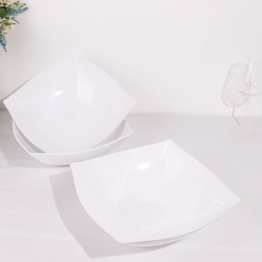 HIER_5420 Disposable Dinnerware 4 Pack 128oz White Large Square Plastic Salad Bowls, Disposable Serving Dishes 8 HIER_5420 Disposable Dinnerware 4 Pack 128oz White Large Square Plastic Salad Bowls, Disposable Serving Dishes