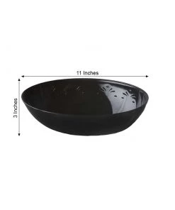 HIER_5420 Disposable Dinnerware 4 Pack 64oz Black Large Plastic Salad Bowls, Disposable Serving Dishes - Oval 8 HIER_5420 Disposable Dinnerware 4 Pack 64oz Black Large Plastic Salad Bowls, Disposable Serving Dishes - Oval