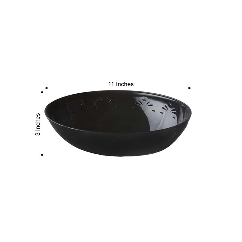 HIER_5420 Disposable Dinnerware 4 Pack 64oz Black Large Plastic Salad Bowls, Disposable Serving Dishes - Oval 3 HIER_5420 Disposable Dinnerware 4 Pack 64oz Black Large Plastic Salad Bowls, Disposable Serving Dishes - Oval
