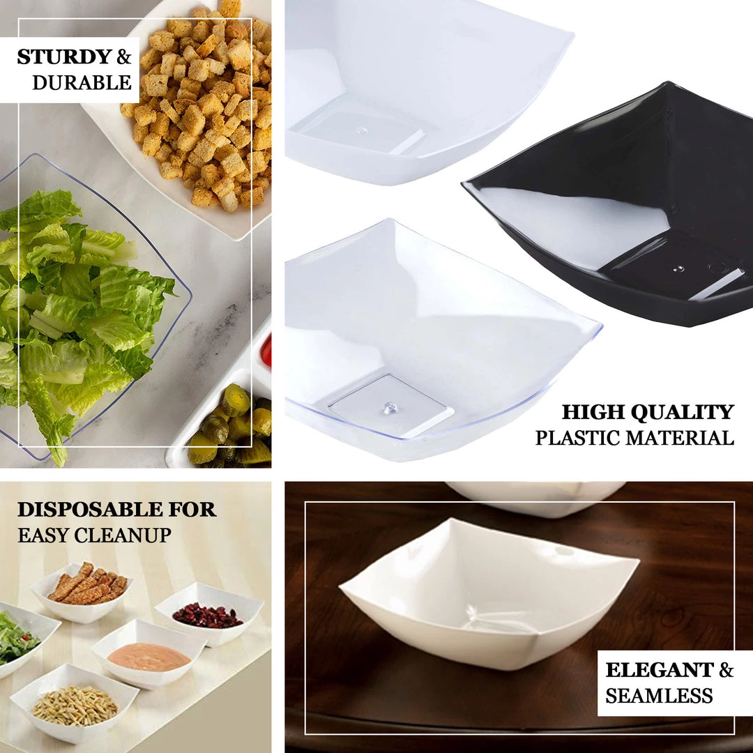 HIER_5420 Disposable Dinnerware 4 Pack 128oz White Large Square Plastic Salad Bowls, Disposable Serving Dishes 4 HIER_5420 Disposable Dinnerware 4 Pack 128oz White Large Square Plastic Salad Bowls, Disposable Serving Dishes