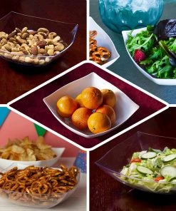 HIER_5420 Disposable Dinnerware 4 Pack 128oz White Large Square Plastic Salad Bowls, Disposable Serving Dishes 14 HIER_5420 Disposable Dinnerware 4 Pack 128oz White Large Square Plastic Salad Bowls, Disposable Serving Dishes