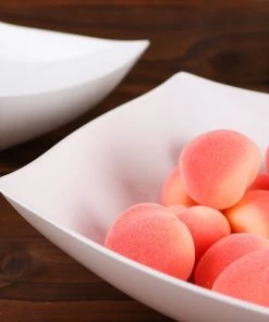 HIER_5420 4 Pack 32oz White Square Plastic Salad Bowls, Disposable Serving Dishes