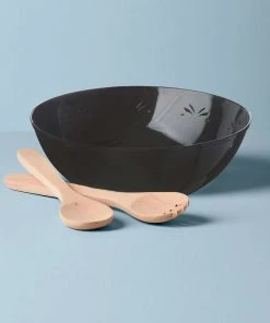 HIER_5420 Disposable Dinnerware 4 Pack 32oz Black Plastic Salad Bowls, Medium Disposable Serving Dishes