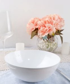 HIER_5420 4 Pack 32oz White Plastic Salad Bowls, Medium Disposable Serving Dishes Disposable Dinnerware 27 HIER_5420 4 Pack 32oz White Plastic Salad Bowls, Medium Disposable Serving Dishes Disposable Dinnerware