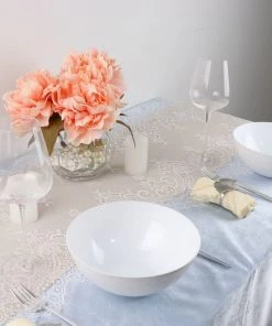 HIER_5420 4 Pack 32oz White Plastic Salad Bowls, Medium Disposable Serving Dishes Disposable Dinnerware 30 HIER_5420 4 Pack 32oz White Plastic Salad Bowls, Medium Disposable Serving Dishes Disposable Dinnerware