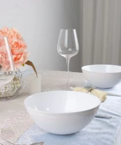 HIER_5420 4 Pack 32oz White Plastic Salad Bowls, Medium Disposable Serving Dishes Disposable Dinnerware 21 HIER_5420 4 Pack 32oz White Plastic Salad Bowls, Medium Disposable Serving Dishes Disposable Dinnerware
