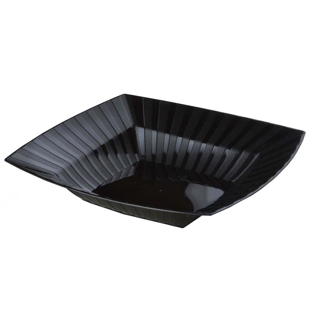 HIER_5420 10 Pack 32oz Black Square Plastic Salad Bowls, Disposable Serving Dishes With Column Edges Disposable Dinnerware 4 HIER_5420 10 Pack 32oz Black Square Plastic Salad Bowls, Disposable Serving Dishes With Column Edges Disposable Dinnerware